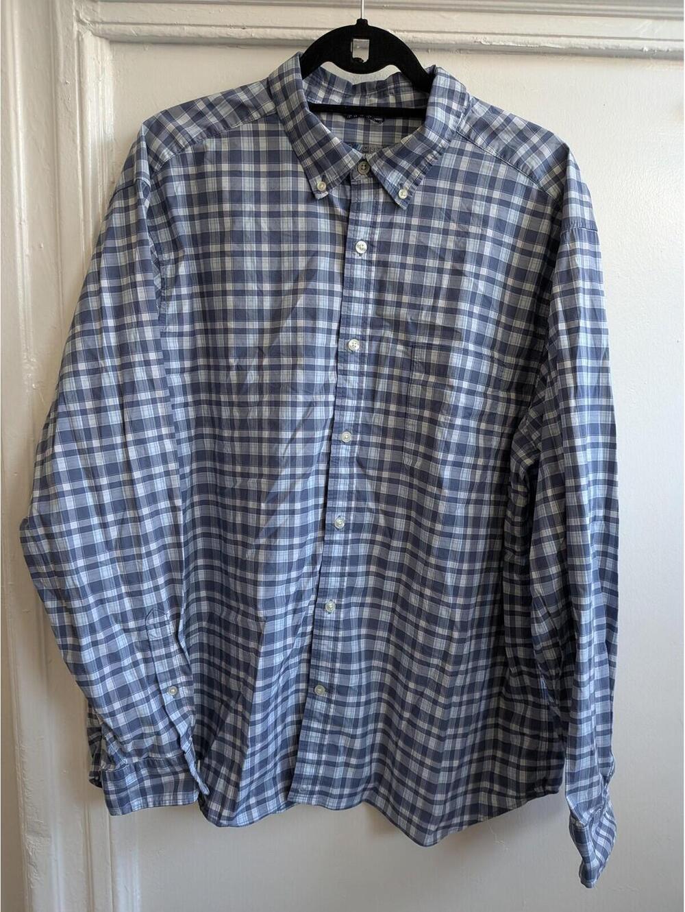 Vineyard Vines Shirt Mens 2XL Blue Plaid Performance Stretch Button Front